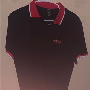 Polo Knit Top Black/Red/White New